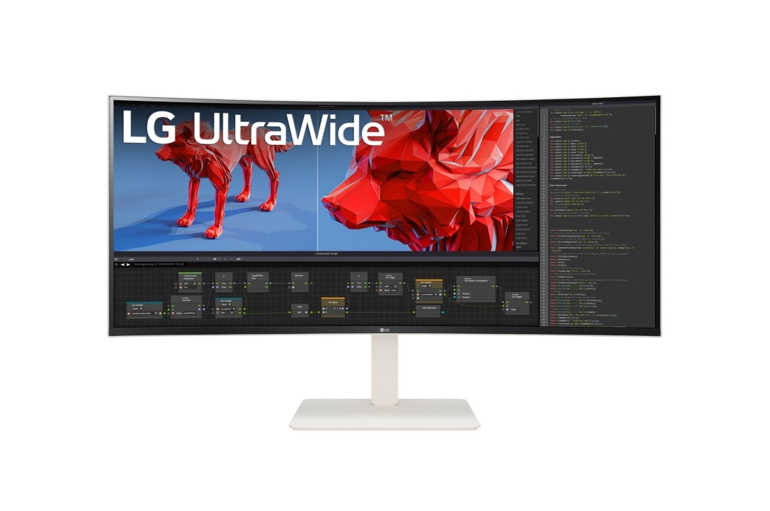 LG 38'' UltraWide™ QHD+ (3840x1600) buet skjerm, visning forfra, 38WR85QC-W