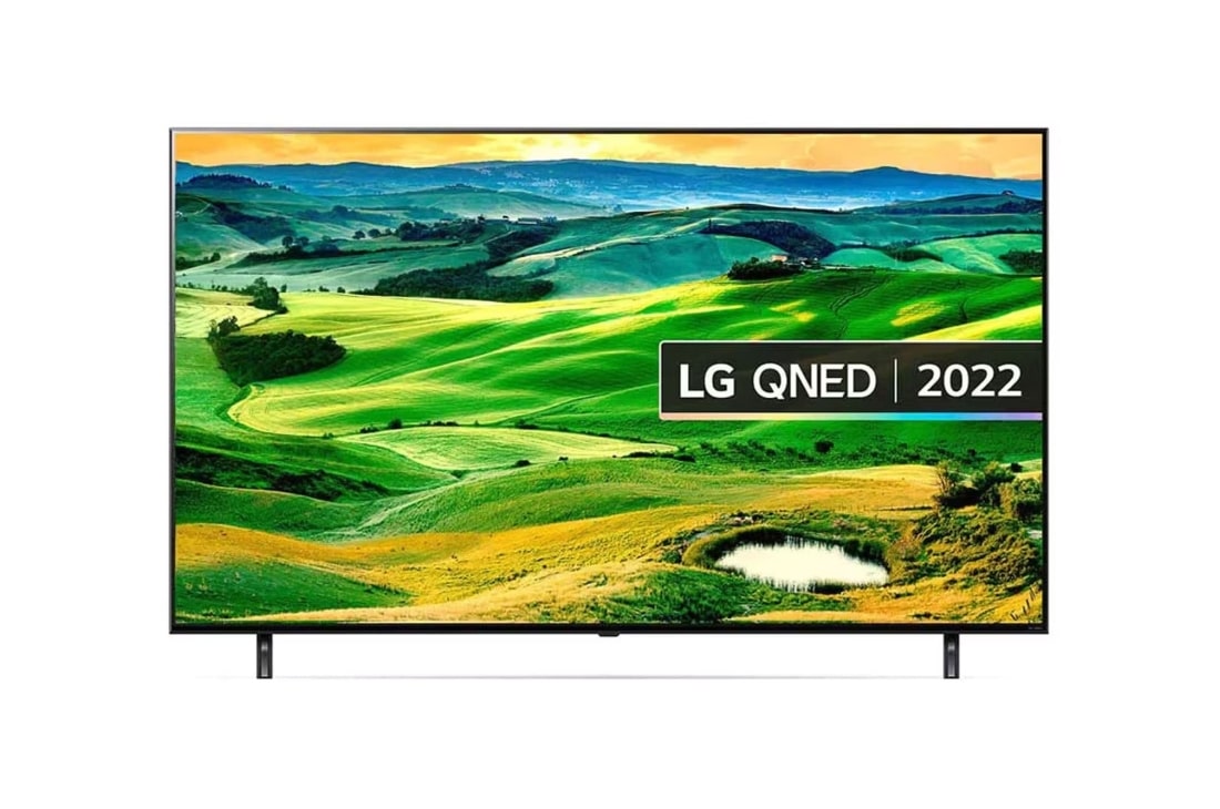LG QNED 65 Inch TV, Magic remote, HDR, WebOS, 4K Active HDR Cinema Screen Design from QNED80 Series, front view, 65QNED806QA