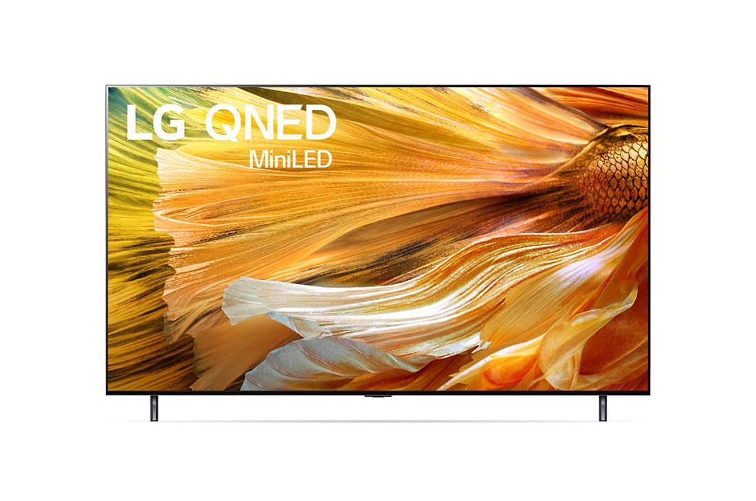 LG QNED TV 75 Inch QNED90 Series, Cinema Screen Design 4K Cinema HDR WebOS Smart ThinQ AI Mini LED, A front view of the LG QNED TV, 75QNED90VPA