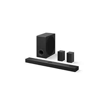 Angled view of LG Soundbar S80TR and subwoofer