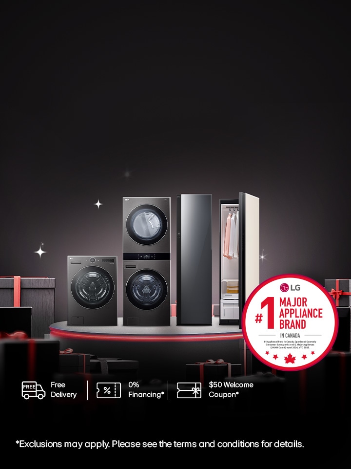 Save $300 on Select LG Styler® Bundle Deals with purchase of LG Styler® + WashTower® or WashCombo®*