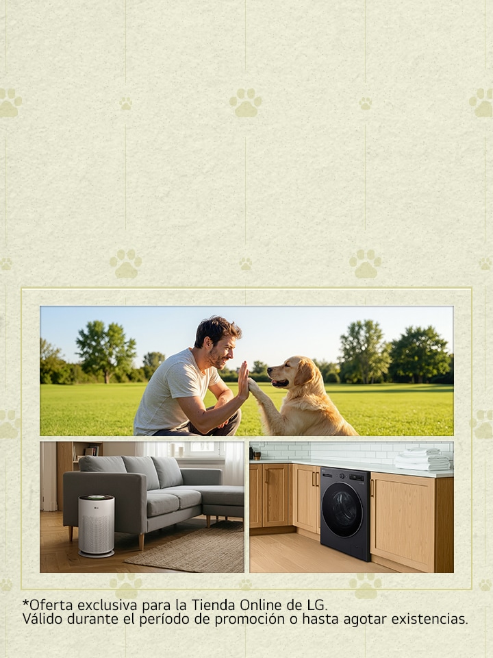 Banner de lifestyle mostrando rotinas do dia a dia em casa com eletrodomésticos LG