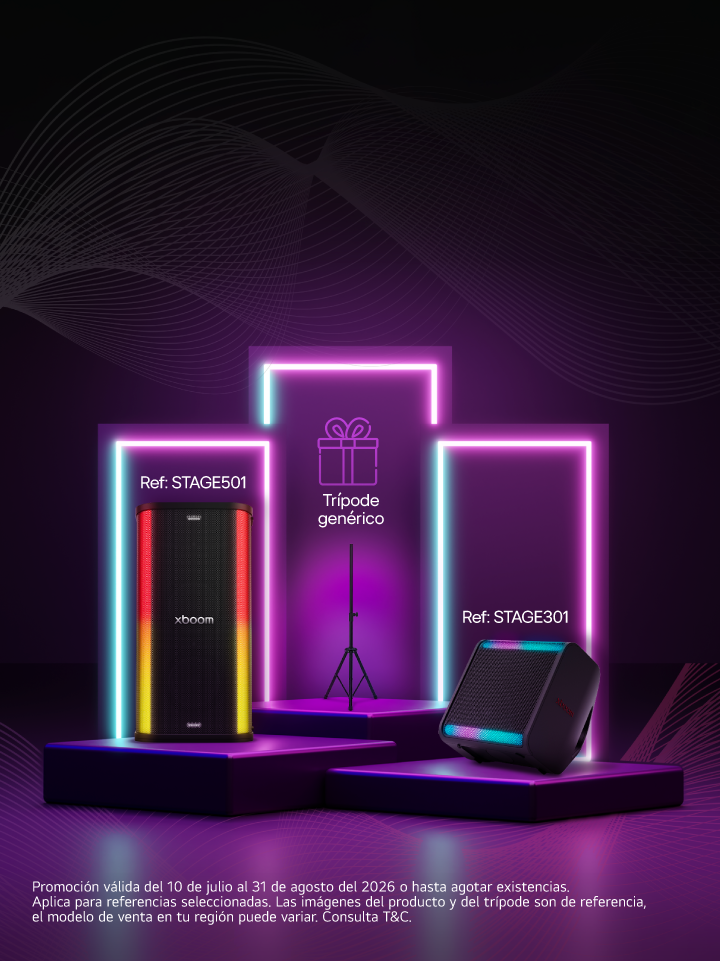 Promo de parlantes con premio un trípode gratis