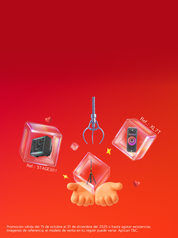 banner promocional Audio llévate un trípode de regalo por compra de un LG xboom Stage o una Torre LG XBOOM