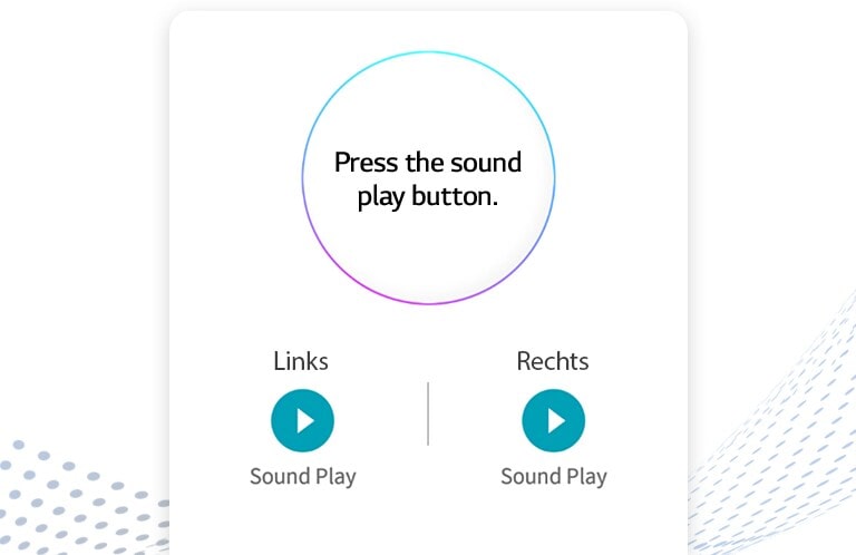 Der Screenshot der Benutzeroberfläche für die App „Meine Earbuds finden“ zeigt die Schaltflächen Links und Rechts für jeden Ohrhörer.