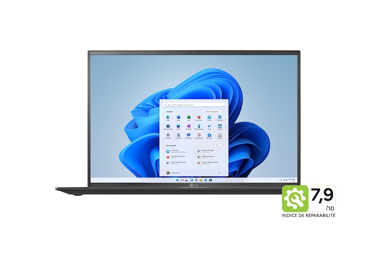Vue avant de LG gram 16Z90P | Windows 11 Home | 16'' 1.2kg | Intel® Core™ i7 | RAM 16Go | SSD 1To NVME LG 16Z90P-G.AA78F