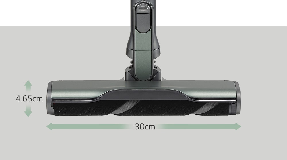 圖片顯示纖闊電動地板吸頭的高度及闊度。高 4.65cm，闊 30 cm。