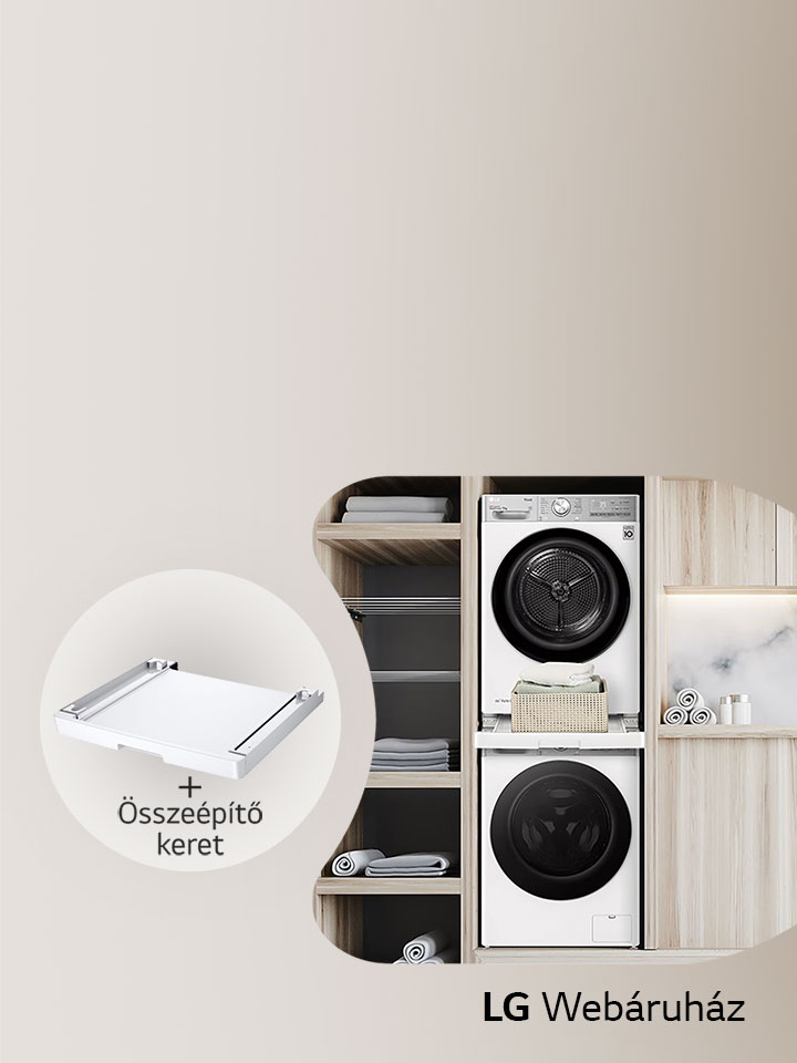 Akár 15% kedvezmény LG mosógépre és szárítógépre összeépítő kerettel együtt az LG Webáruházban!
