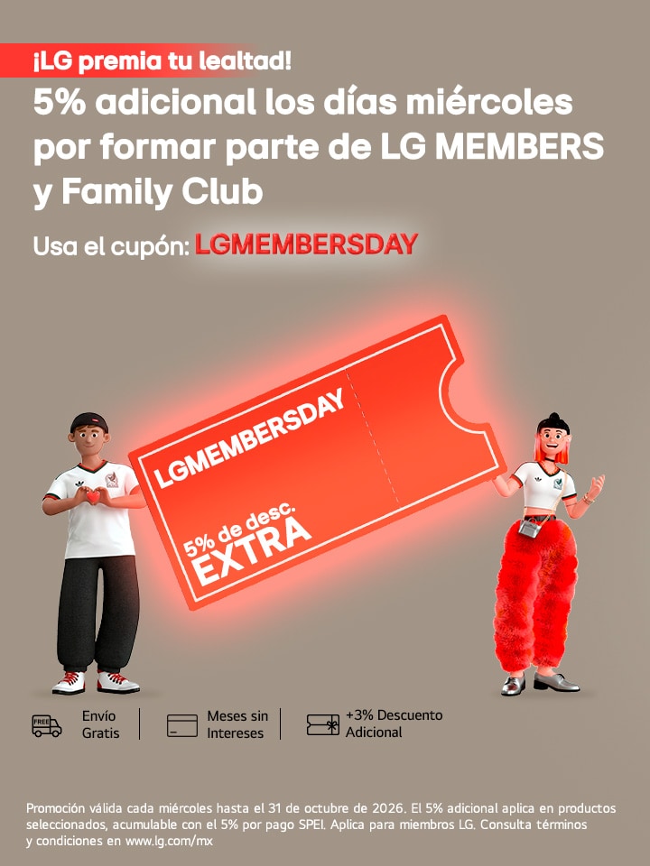 5% adicional los días miércoles por formar parte de LG MEMBERS & FAMILY CLUB
