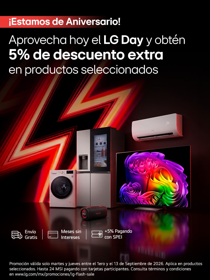 Aprovecha las Happy Hours de LG y obtén hasta 5% de descuento extra en productos seleccionados