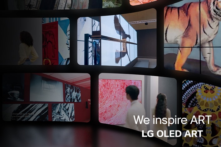LG TVs depicting different artworks.