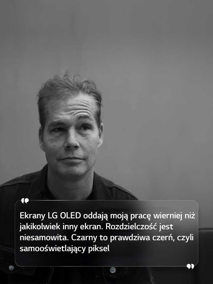 Wywiad z Shepardem Faireyem z tekstem „Ekrany LG OLED oddają moją pracę wierniej niż jakikolwiek inny ekran. Rozdzielczość jest niesamowita. Czarny to prawdziwa czerń, czyli samooświetlający piksel”