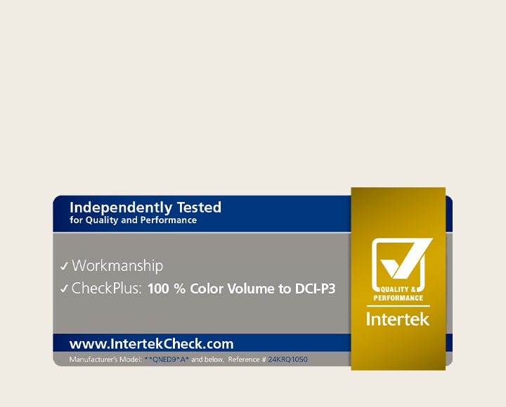 Certyfikat Intertrek dla 100% objętości kolorów zgodnie z DCI-P3.