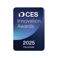 CES Innovation Awards rozeti ve 2025 Onur ödülü ibaresi.