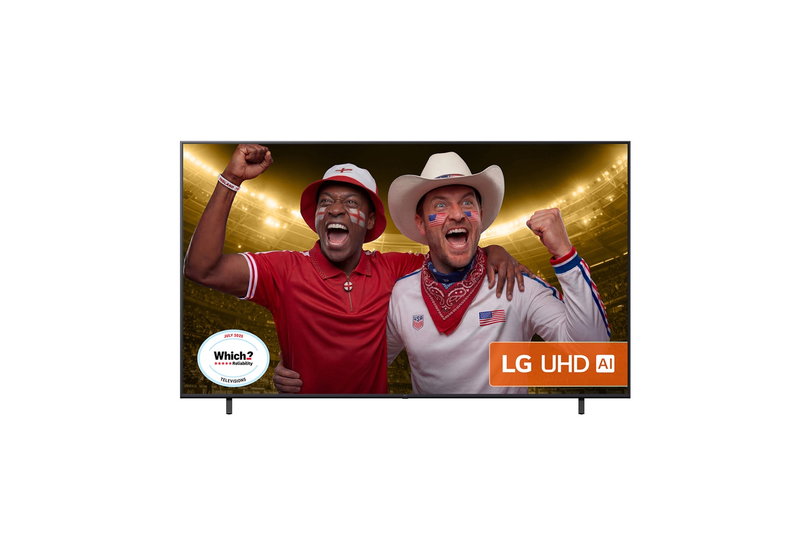 Front view of 50 inch LG UHD AI UA74 4K Smart TV 2025 - 50UA74006LB 50UA74006LB