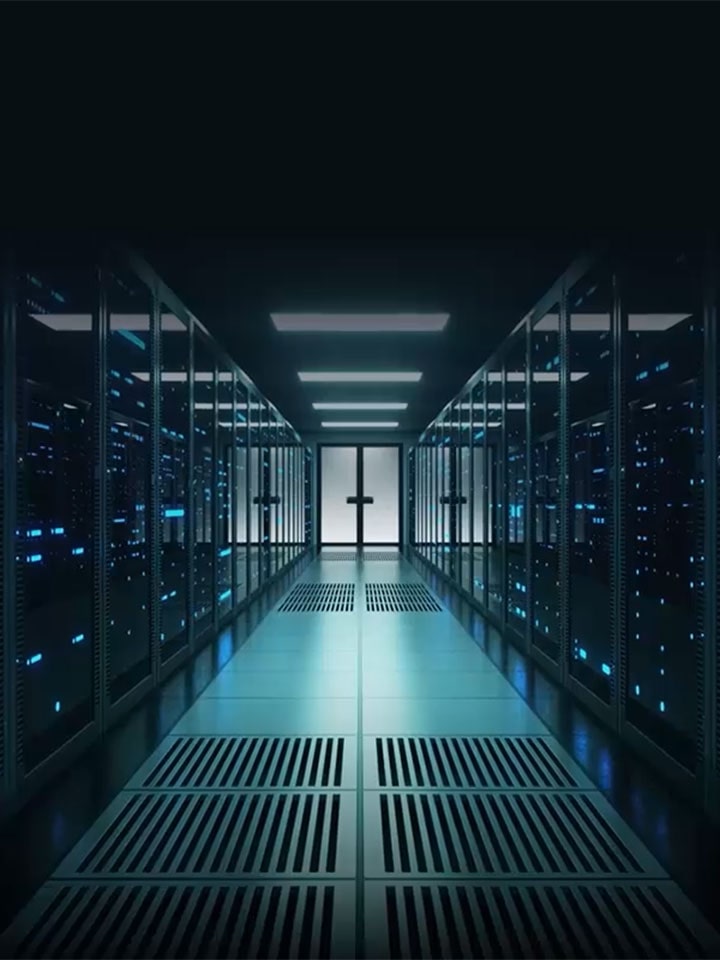 LG Data Solutions data center with advanced server racks and digital infrastructure. High-performance IT solutions for reliable and secure business operations.