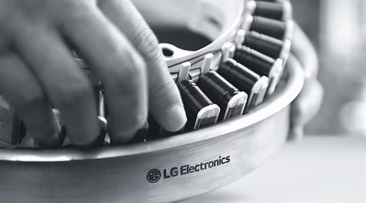 LG Brand Story banner highlighting compressor and motor component expertise