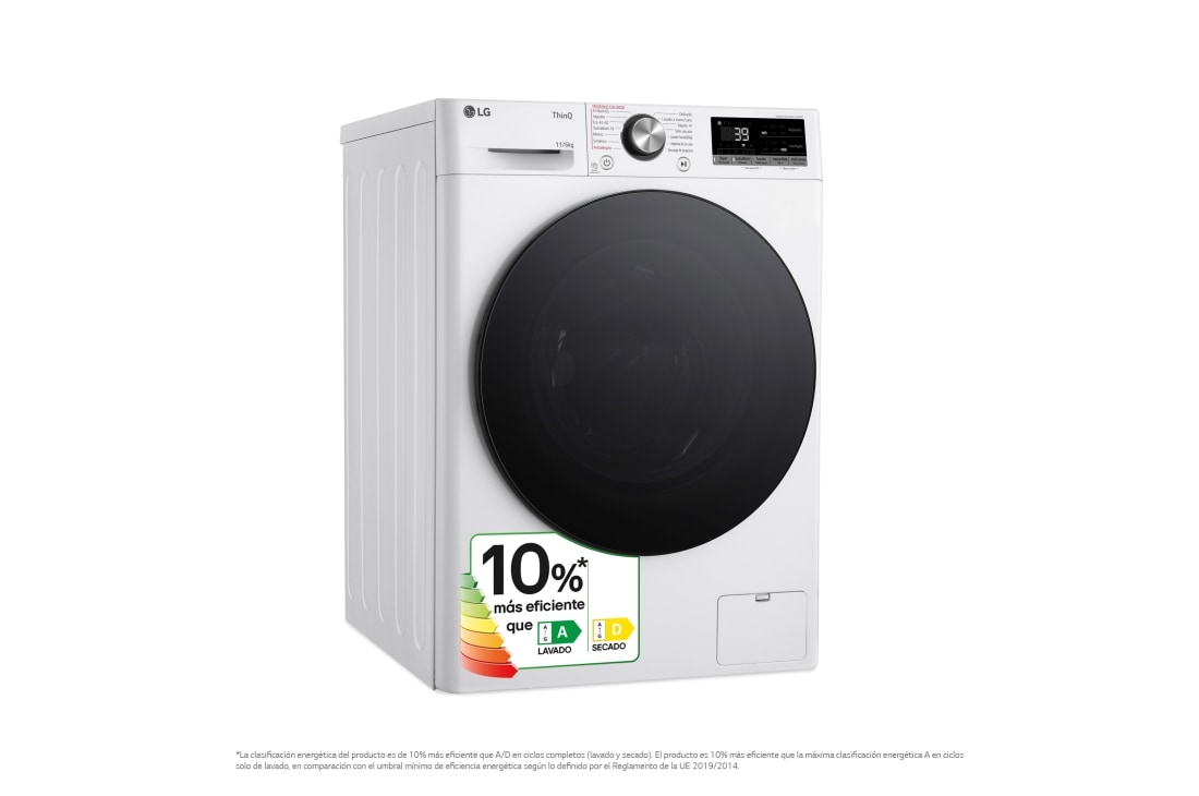 LG Lavasecadora inteligente AI Direct Drive TM, Turbowash 360º, 11/6kg, 1400rpm,  Un 10% más eficiente que  A(lavado) /D(secado) Blanca, Serie 700, F4DR7011AGW, F4DR7011AGW