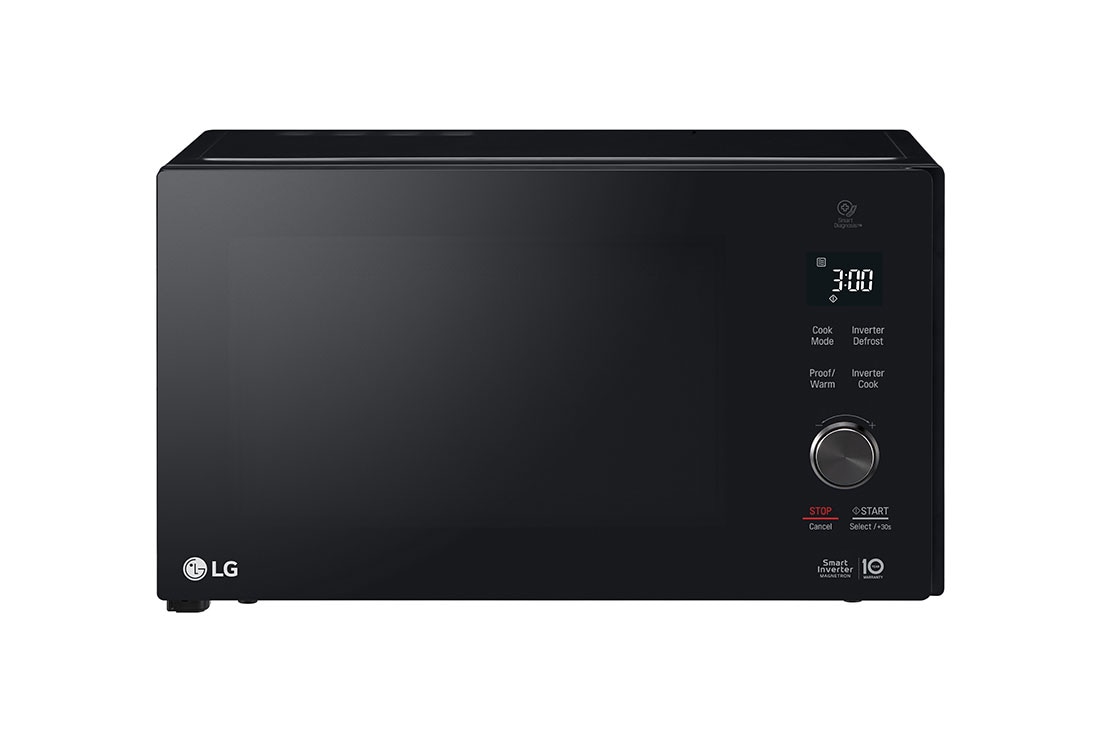 LG Microwave oven 42L, Smart Inverter, Even Heating and Easy Clean, Black color, Front view, MH8265DIS