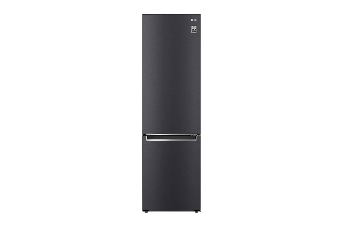 LG Combină frigorifică | Clasa E | 384 L | Total No Frost | Compresor Smart Inverter 10 ani garanție | Door Cooling+™ | Negru mat, Front View, GBB62MCJMN
