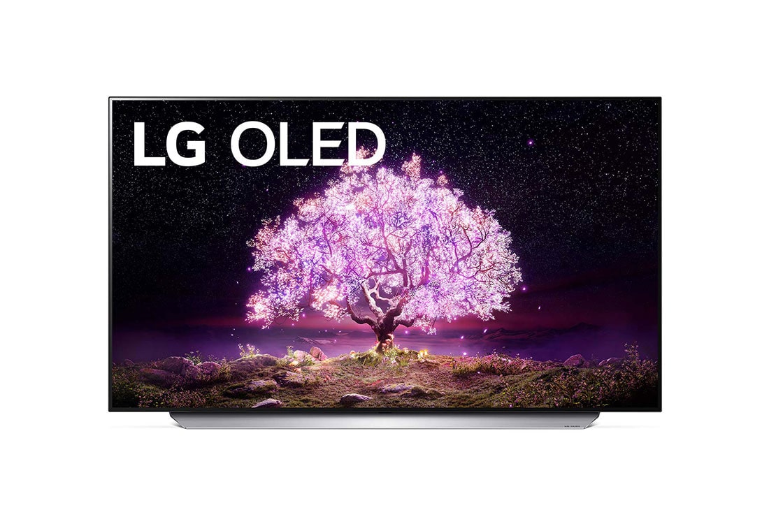 LG OLED LG C1 | 48 inch  | Dolby Vision IQ & Dolby Atmos | ThinQ AI | 4K Smart OLED TV, front view, OLED48C12LA