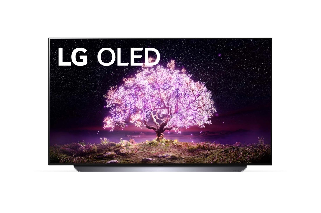 LG OLED LG C1 | 48 inch | Dolby Vision IQ & Dolby Atmos | ThinQ AI | 4K Smart OLED TV, front view, OLED48C11LB