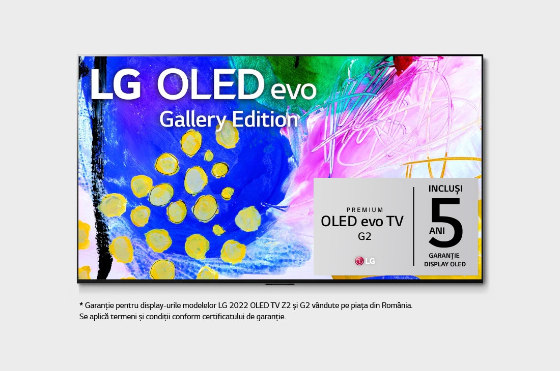 LG OLED LG G2 | 55 inch | evo Gallery Edition | Dolby Vision IQ și Dolby Atmos | ThinQ AI, front view with infill image, OLED55G23LA