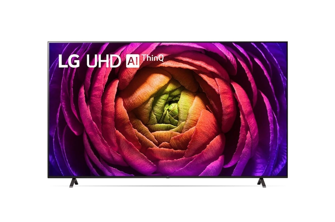 LG UR76 de 75'', 4K Smart TV, 2023, Front view with product logo, 75UR76003LL