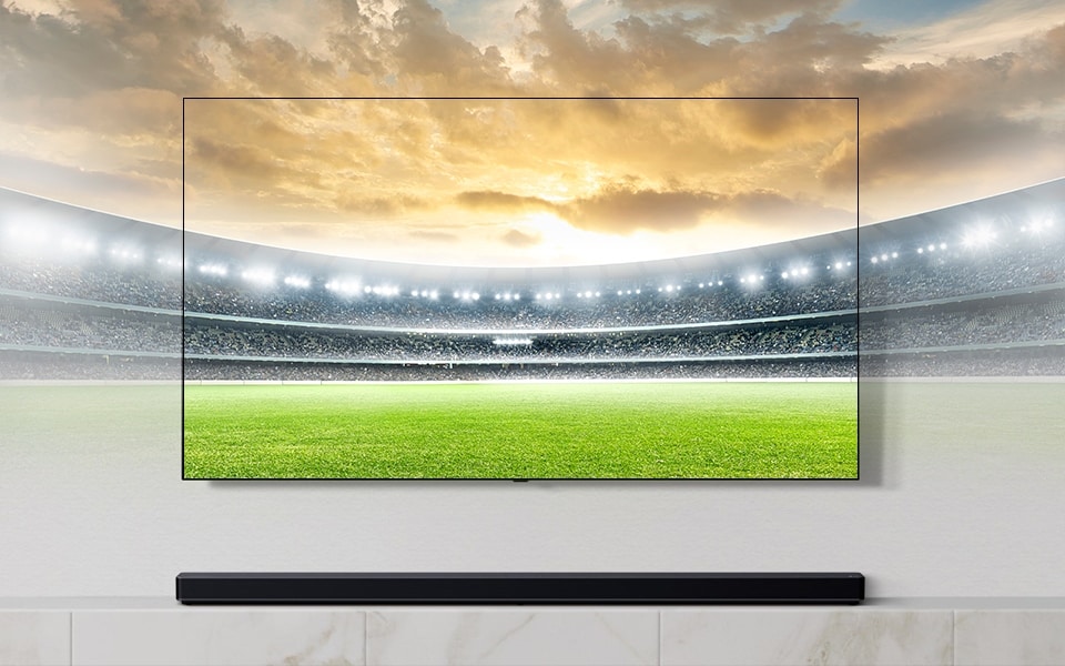 Urmărirea marelui meci acasă este ușoară cu o combinație de televizor LG și soundbar
