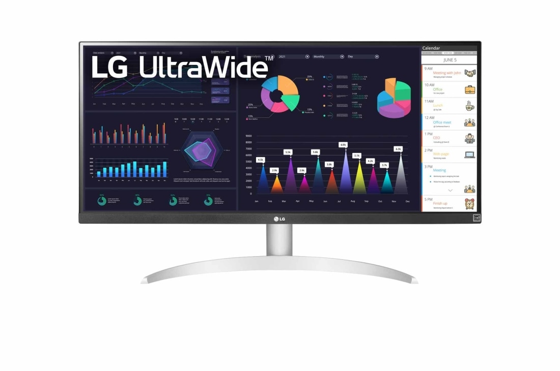 LG Монитор 21:9 UltraWide™ Full HD IPS 29 дюймов с AMD FreeSync™, вид спереди, 29WQ600-W