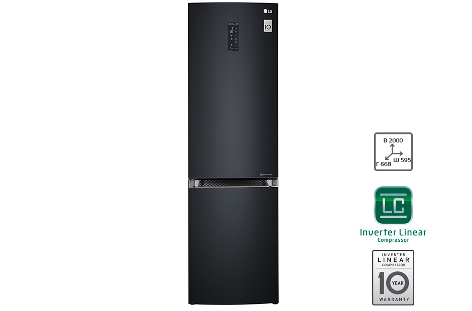 LG Холодильник LG GA-B499TGLB c инверторным линейным компрессором, GA-B499TGLB