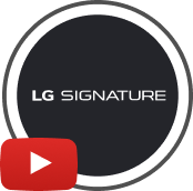 Логотип LG SIGNATURE на черном фоне окаймлен логотипом YouTube.