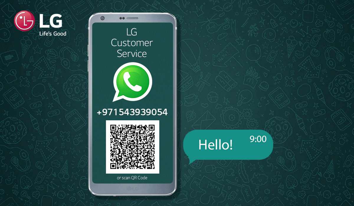 lg whatsapp chat service support phone customer code india ke help ki qr scan