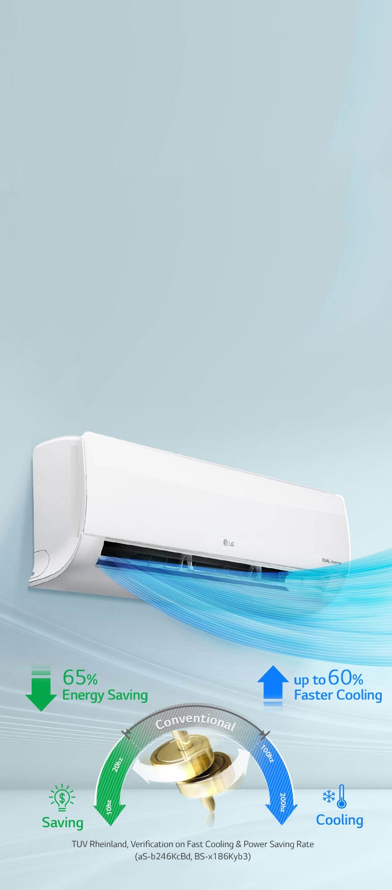 LG DUALCOOL Inverter AC 2 Ton, 65°Operation, 65% Energy Saving, 60% ...