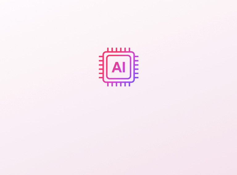 An icon of a microchip with 'AI' inside is displayed in pink and purple tones, symbolizing AI dry technology. 