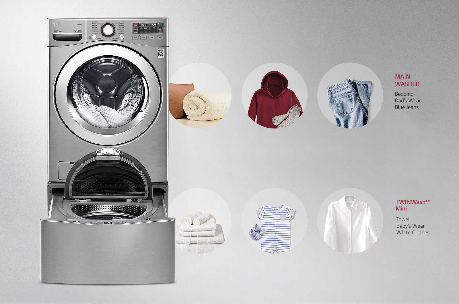 Lg Lg Twinwash Washer Dryer 12 5 7 Kg 6 Motion Direct Drive Truesteam Thinq Lg Uae