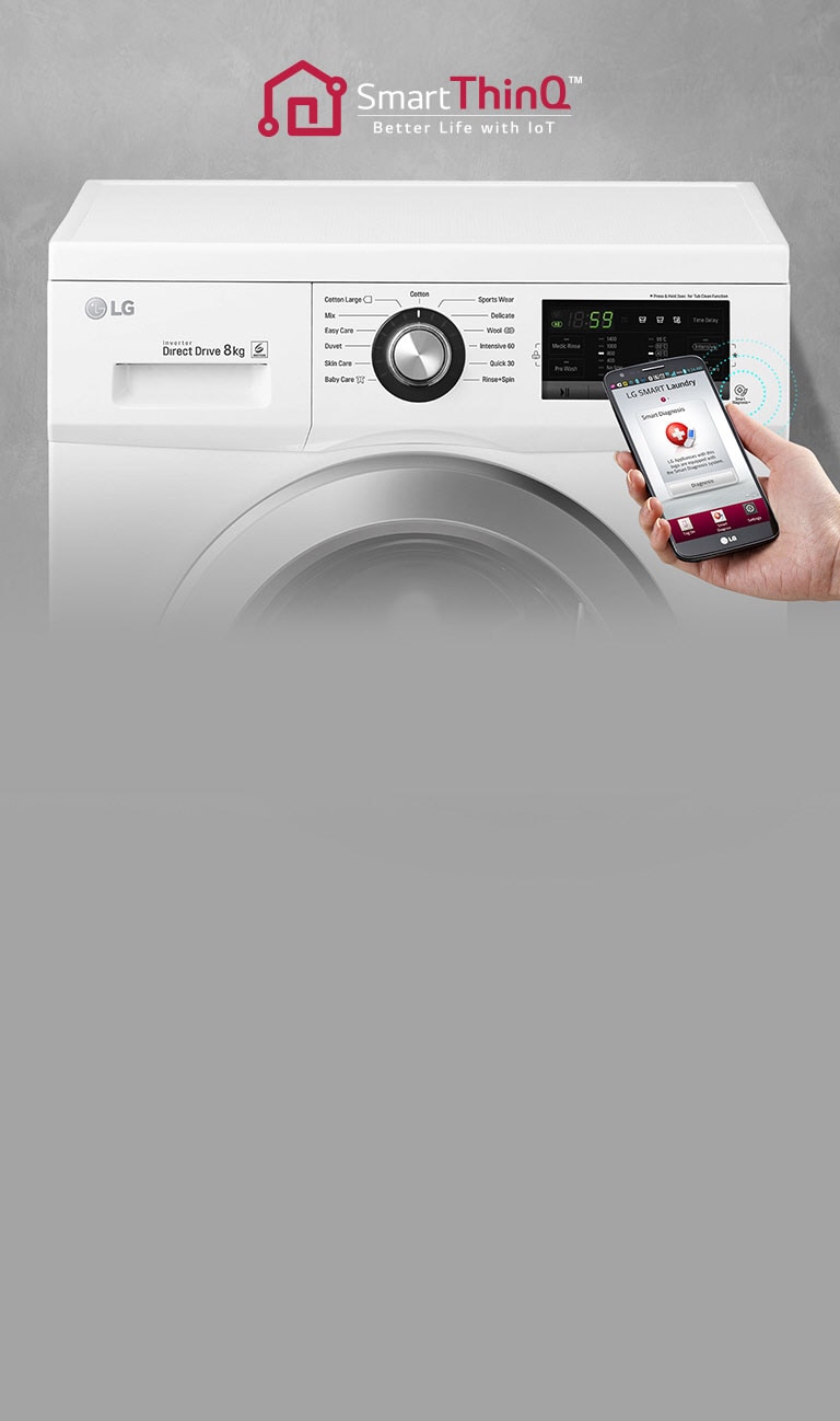 LG Front Load Washer, 8 Kg, 6 Motion Direct Drive, Steam Technology