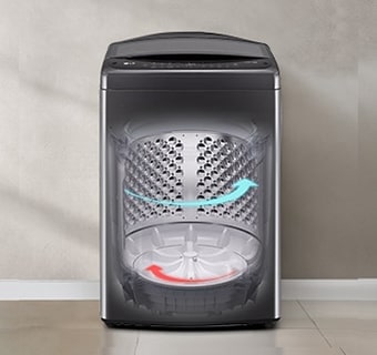 The drum inside the washing machine is showing how it is running