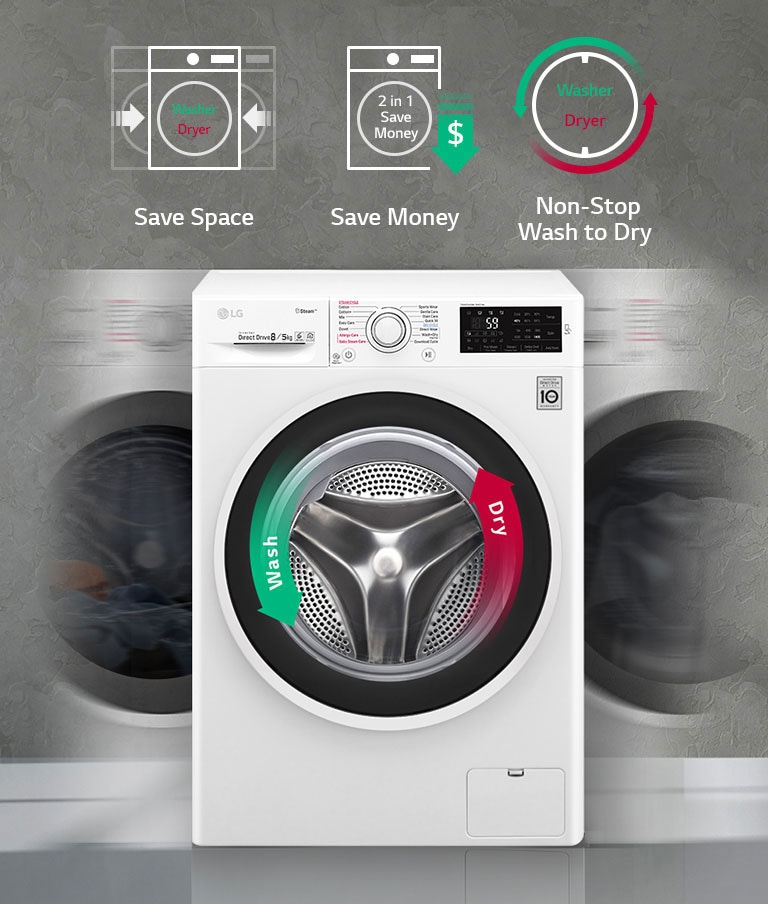 LG Washer & Dryer, 8 / 5 Kg, 6 Motion Direct Drive, Steam Technology ...