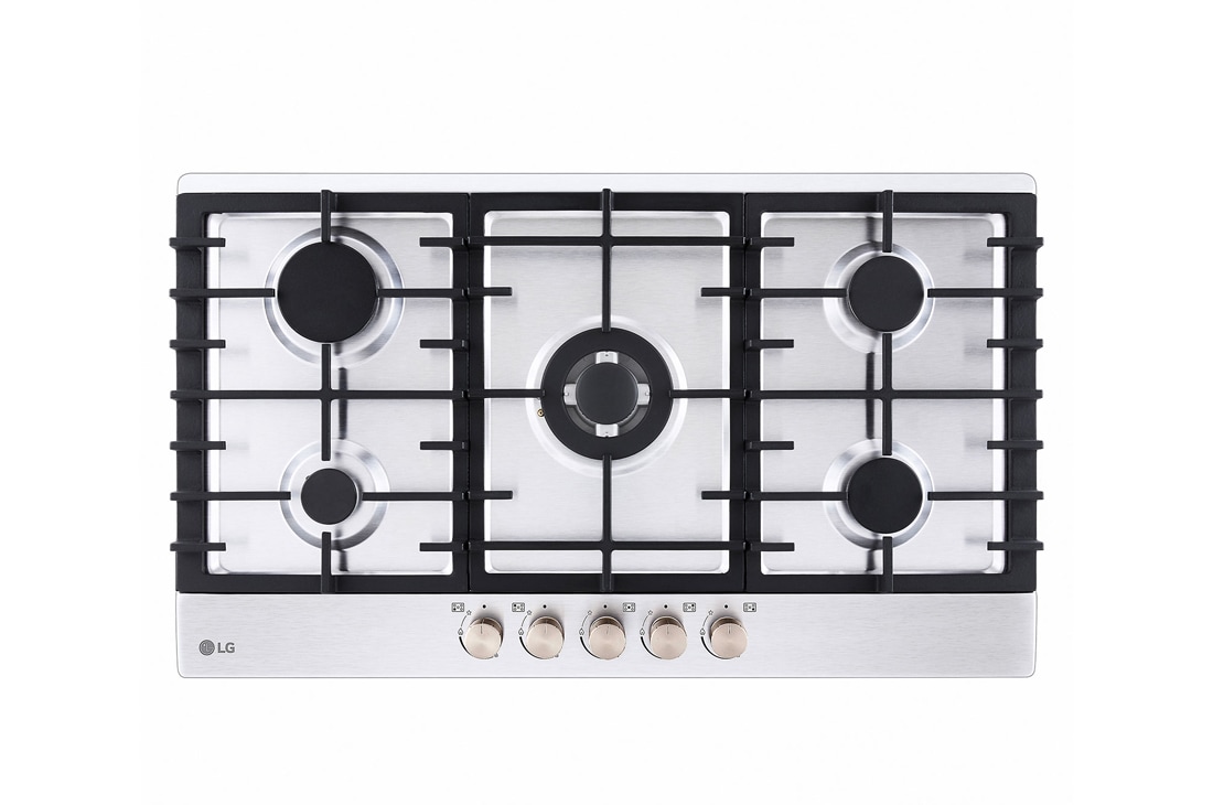 LG 2024 LG Built-in 900 Gas Cooktop with 5 burners, Stainless Steel, Top View, CG5Z3626S