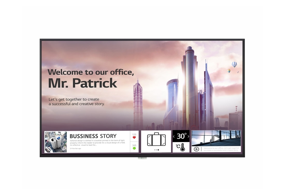 LG High Haze UHD Standard Signage, front view with inscreen, 65UH5F-H