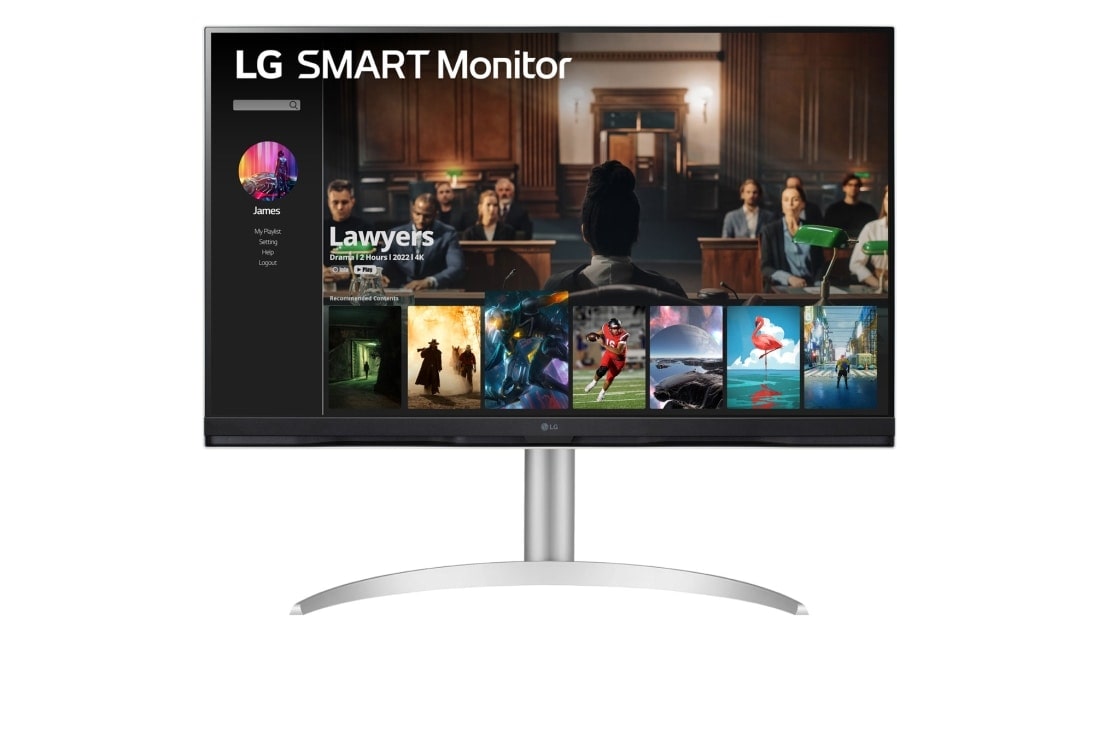 LG MyView 32'' 4K UHD Smart Monitor with webOS, front view, 32SQ730S-W
