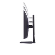 LG 32'' UltraGear™ Dual-Mode OLED gaming monitor | 4K UHD, Pixel Sound, side view with monitor height moving downwards on with lights on, 32GS95UE-B, thumbnail 14