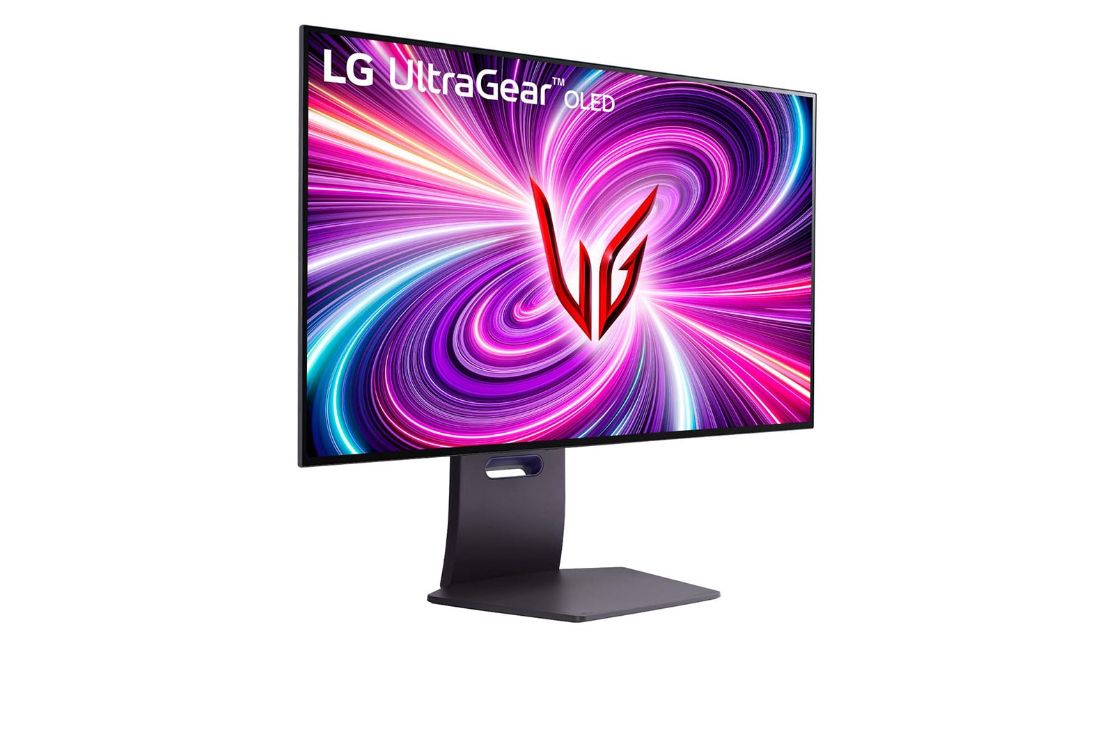 LG 32'' UltraGear™ Dual-Mode OLED gaming monitor | 4K UHD, Pixel Sound, perspective view, 32GS95UE-B