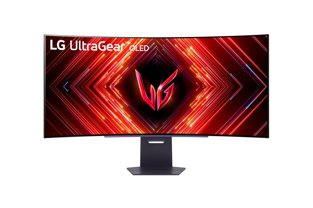 LG 45'' UltraGear™ WQHD (3440 x 1440) 21:9 800R OLED curved gaming monitor, Front view, 45GS95QE-B