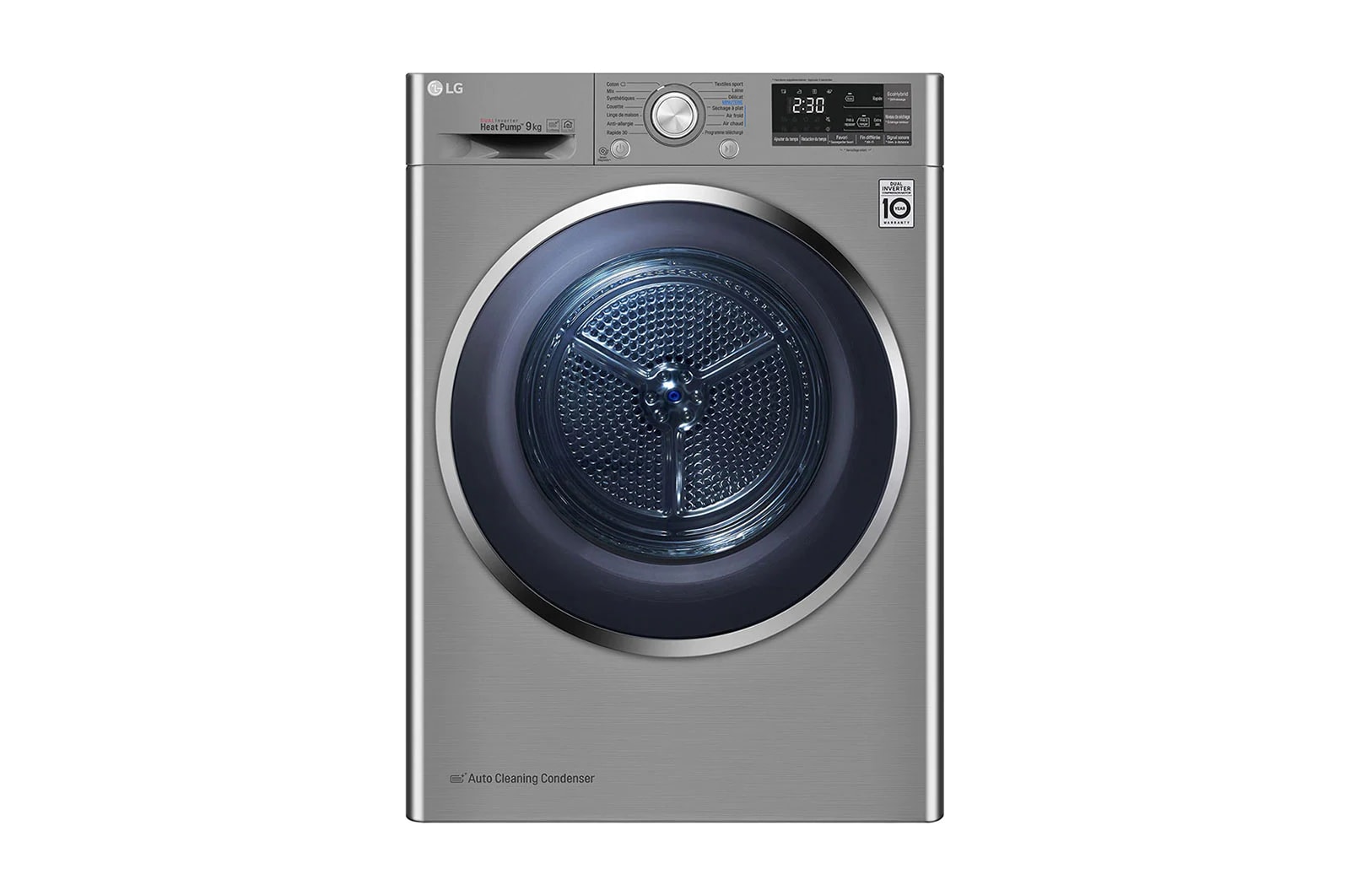 9Kg DUAL Inverter Dryer, sensor dry, Allergy care, Drum care, Silver color, ThinQ (Wi-Fi)
