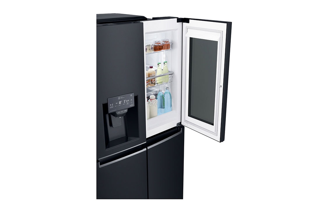 Lg Slim French Door Fridge Instaview Door In Door Matte Black Stainless Steel Hygiene Fresh Thinq Lg Uae