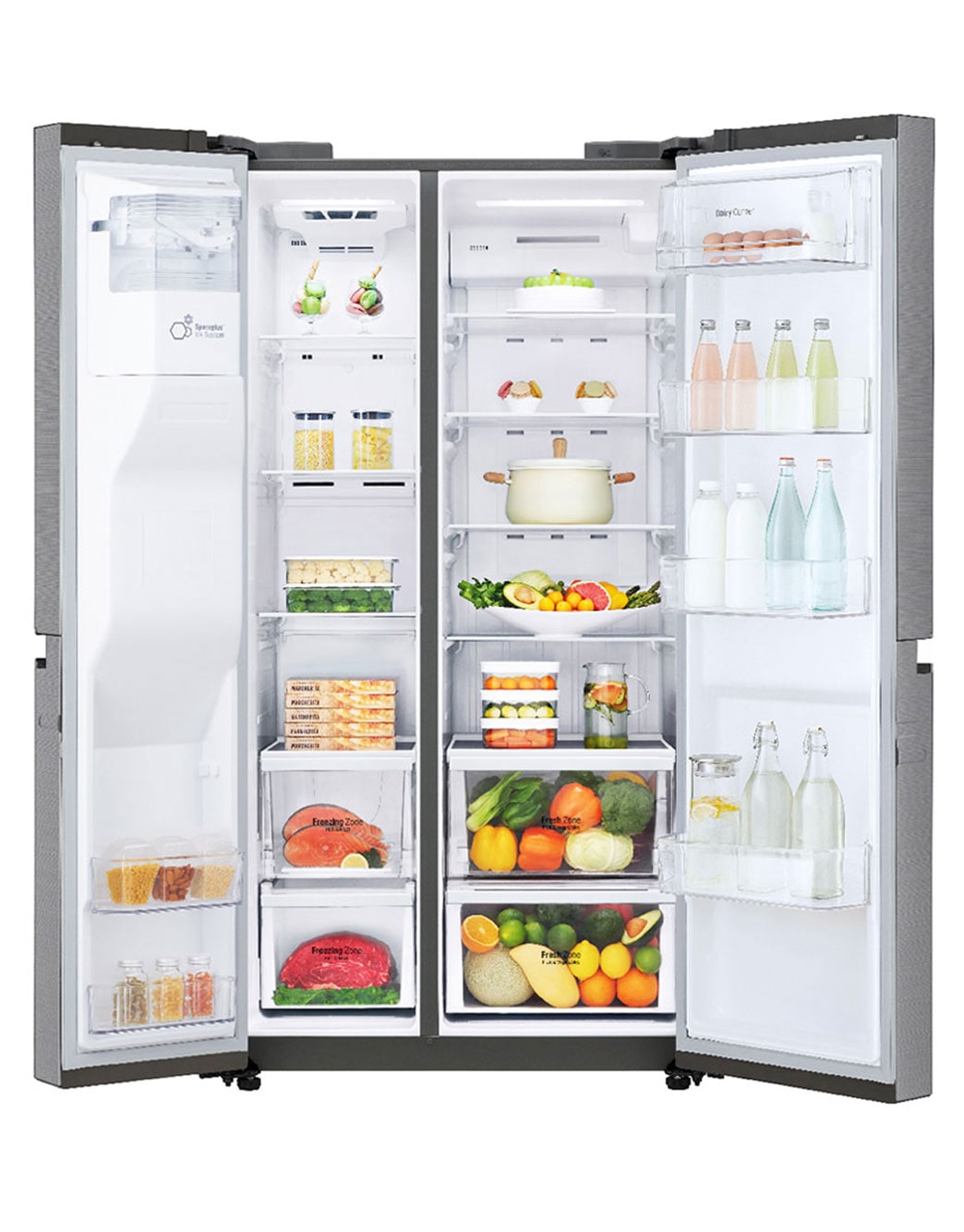 Lg Side By Side Refrigerator, Platinum Silver, Inverter Linear 