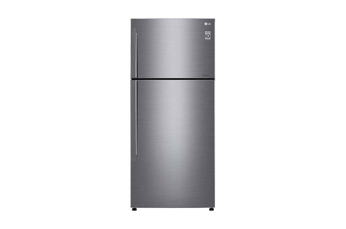 LG Top Mount Fridge, LINEARCooling™, DoorCooling⁺™, Smart Inverter Compressor, Silver, front view, LTC752HFCM