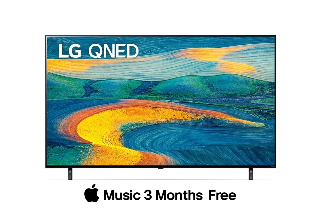 LG QNED7S 65 inch TV, ThinQ AI & WebOS, A front view of the LG QNED TV with infill image and product logo on, 65QNED7S6QA